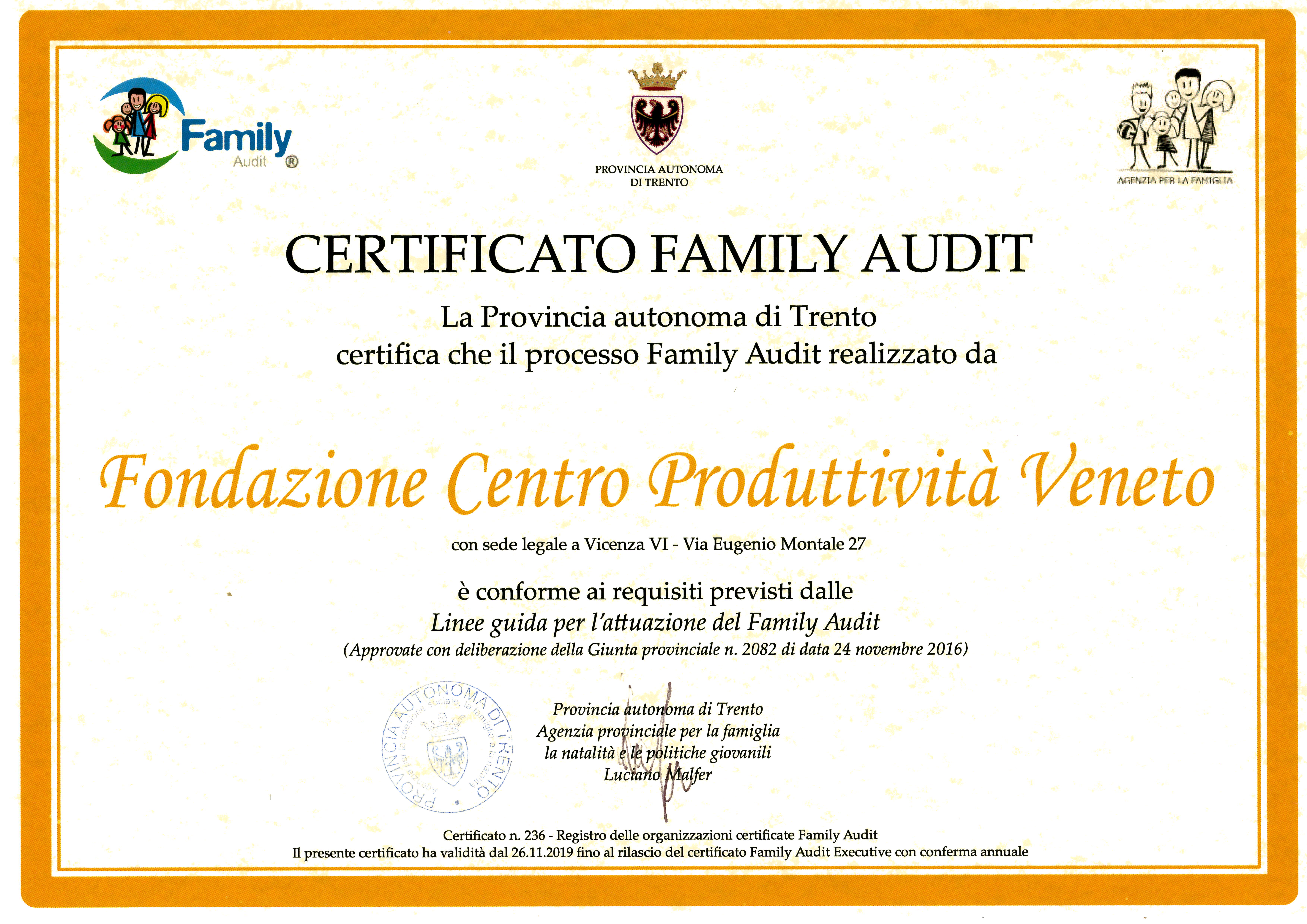 IL CPV CERTIFICA IL PROPRIO IMPEGNO PER LA CONCILIAZIONE VITA E LAVORO DEI COLLABORATORI